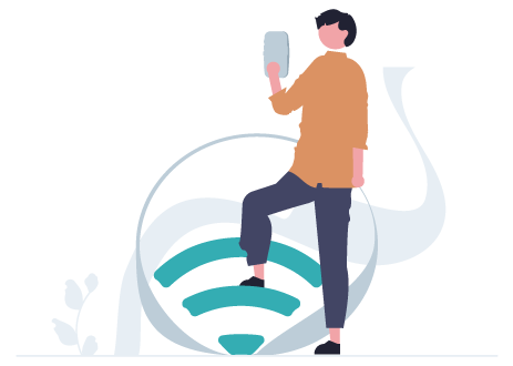 Illustration d'un homme avec un téléphone portable