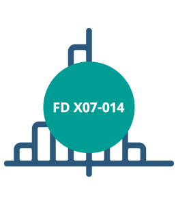 Illustration d'un diagramme en barre avec écrit FD X07-014 dans un rond vert