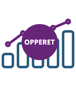 Illustration d'un diagramme en barre avec OPPERET écrit dans un rond violet