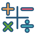 Pictogramme d'une addition, division, soustraction et multiplication