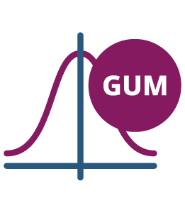 Illustration d'une courbe en cloche avec écrit GUM dans un rond mauve